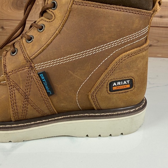 Ariat Rebar Wedge Distressed Brown Moc Toe 6" Waterproof  Work Boot Women's 9 B - Picture 4 of 16